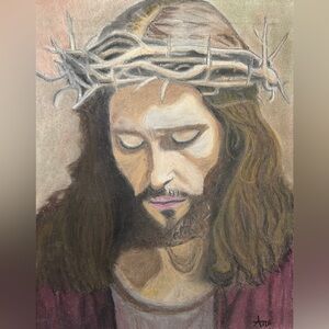 My Art: “Jesus Thorns” oil. 9/12” canvas. Reference photo used.